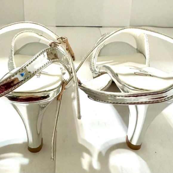 Fashion Glitter Sparkle Heel Ankle Open Toe Shoes Adult Women's Size 7.5 - Picture 4 of 6